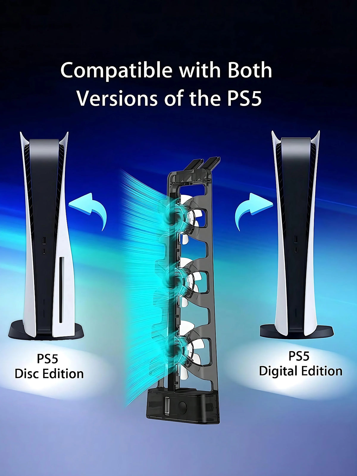 For PS5 Accessories Cooling Fan with LED Light for PS5 Both Disc and Digital Editions Gaming Accessorie Cooling System