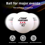 STIGA 3 Stars 40+ Table Tennis Balls ITTF ABS New Material Seamed Ping Pong Balls High Elasticity Durable Training Match Balls
