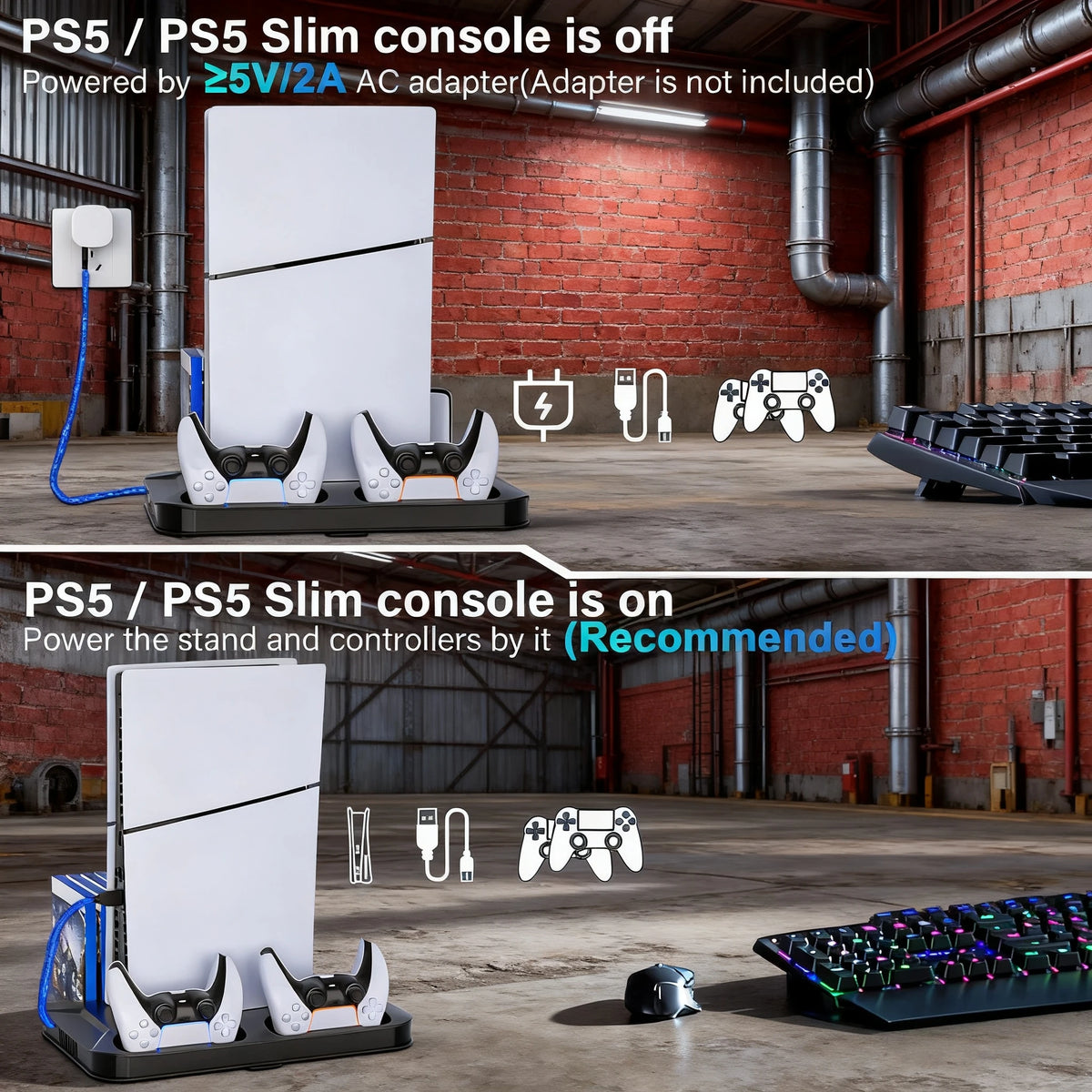 for PlayStation 5 Console Cooling Station With Dual Controller Charging Station for PS5/PS4/Slim/Pro Charger Built-in