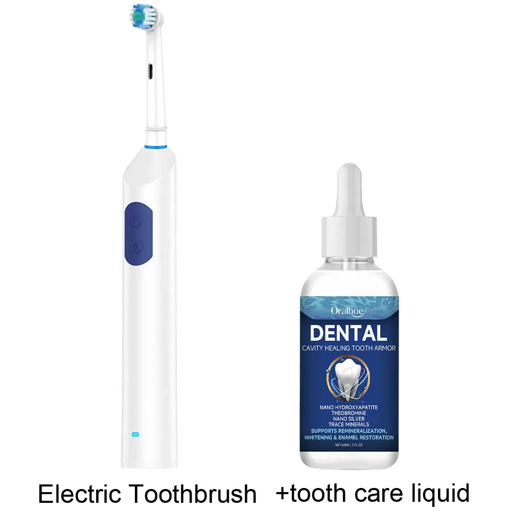 Smart Timer Rotating Electric Toothbrush, 5 Modes Teeth Cleaning Setting , Electric Teethbrush with 4 Teethbrush Round Heads