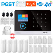 4G wireless security alarm, WIFI smart home alarm system kit, home security protection, compatible with SmartLife PGST-103