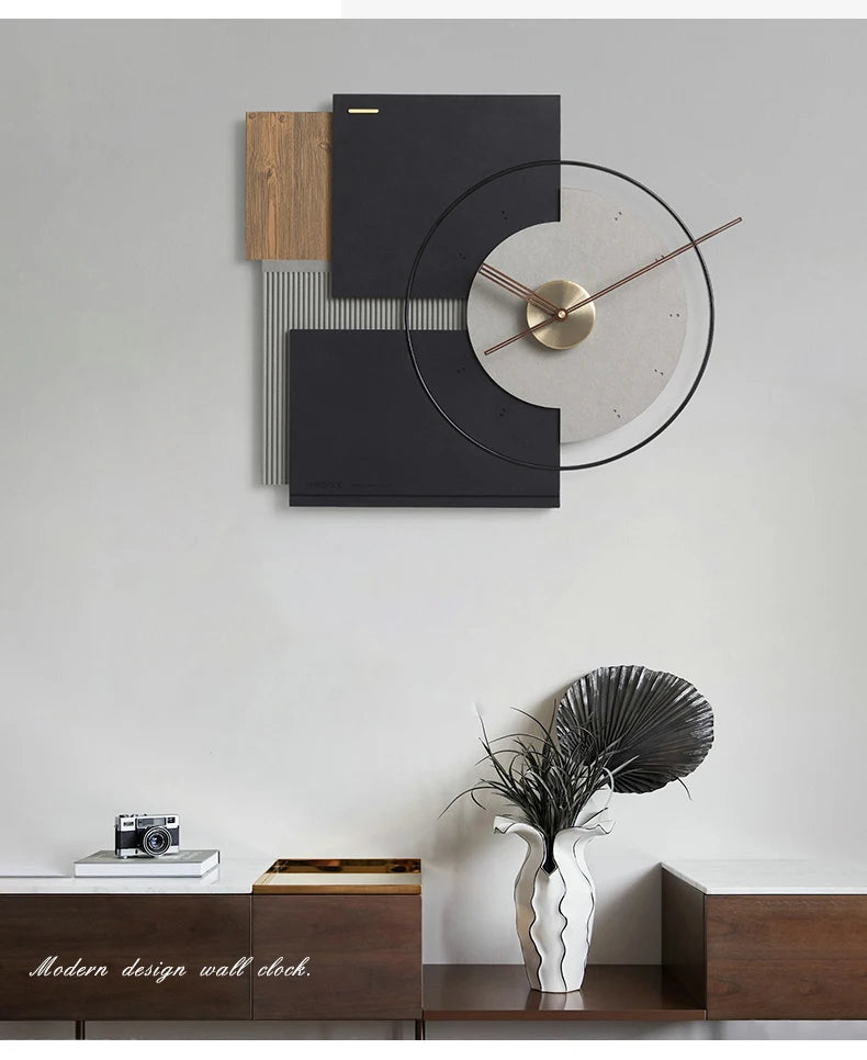 Large Living Room Wall Clock Silent Art Watches Luxury Mural Clocks Walnut Pointer Room Decor Ornaments Modern Wall Decoration