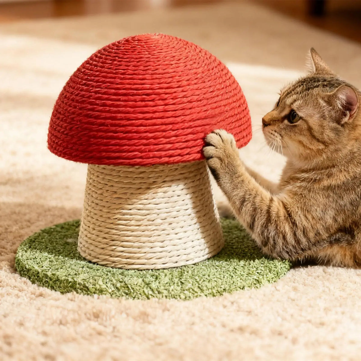 Cat Scratching Post Mushroom-shaped Modern Tower Tall Scratching Post for Cats for Kitten Exercise Mental Stimulation Physical