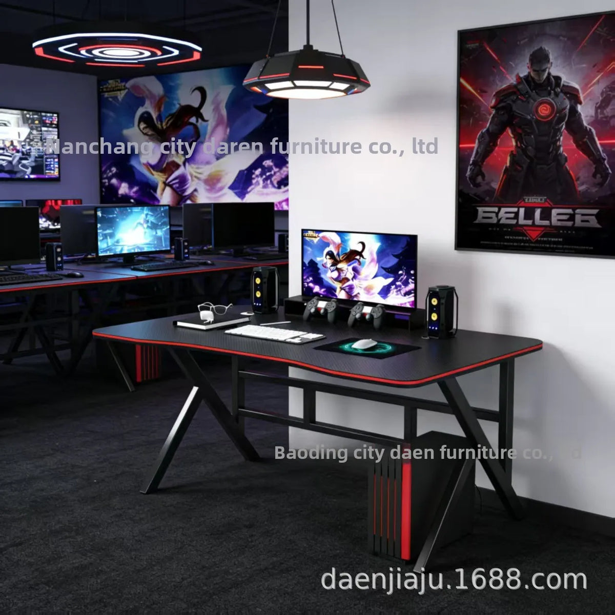 Gaming Desk for PC Desktop Computer Workstation Modern Office Desk Home Study Table Ergonomic Computer Desk for Students and