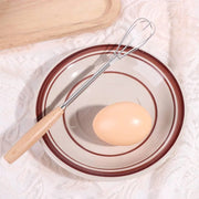 Kitchen Tools Multifunction Stainless Steel Egg Beater Useful Portable Mini Egg Whisk Wooden Handle Manual Egg Beater Baking