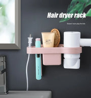 Home Accessory Set Storage Shelf, Holder for Storing Hair Dryer, Curling Iron, Bathroom Organizer