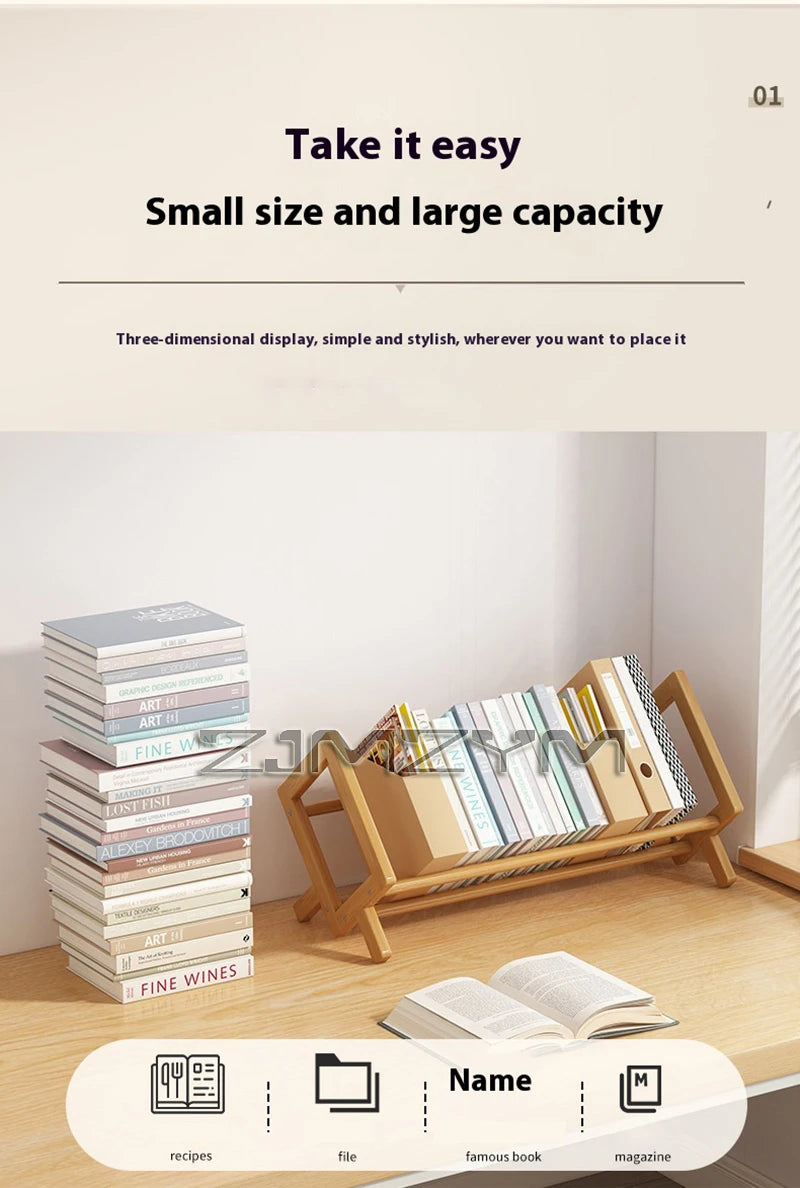 Desktop Bookshelf Home Living Room Small Decoration Bamboo Decorative Shelf Desk Multi-shelf Bookcase Storage Shelf