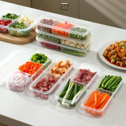♥Stackable Food Storage Boxes, Airtight Vegetable/Fruit Keepers for Kitchen Prep & Refrigerator Organization