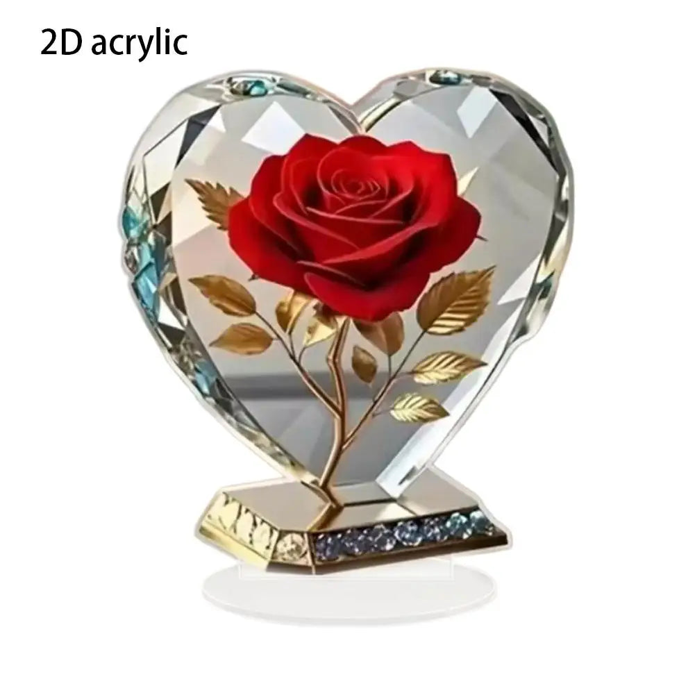 Acrylic Red Roses Decorations for Home Office Desk Enhance Visual Effects New Holiday Gift Ideas Artificial Blooming Plant Decor