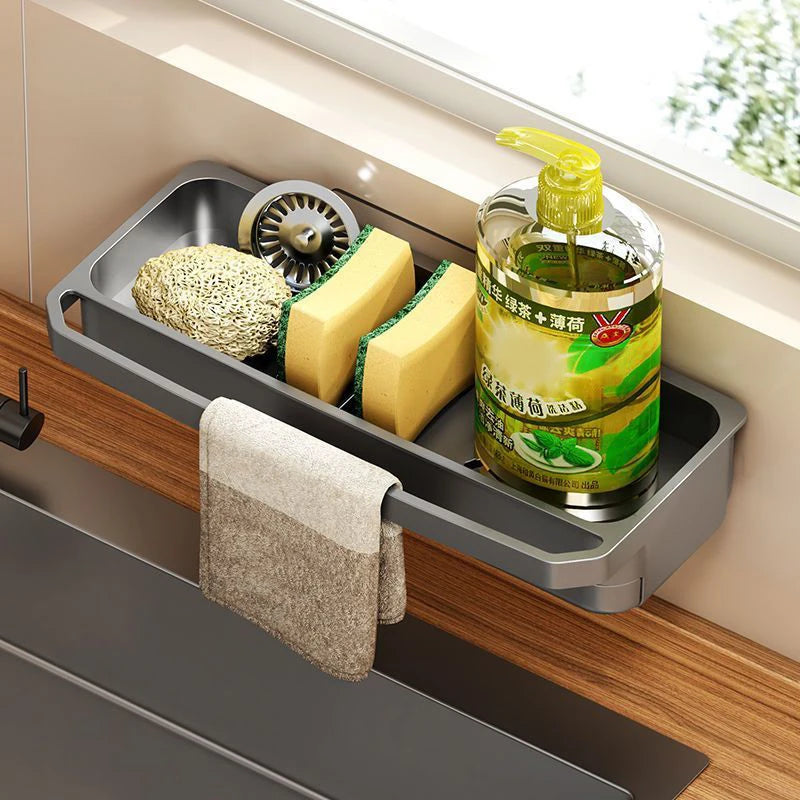 Kitchen Sink Organizer Drain Rack Self-draining Shelf Sponge Holder Dishcloth Faucet Storage Soap Drainer Kitchen Accessories