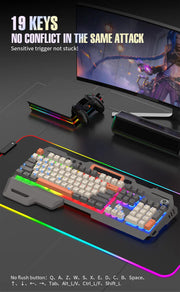 Gaming Keyboard Spanish Russian Arabic Keyboard 100% Layout RGB Backlight Gamer Keyboard Volume Knob Wired K90 104 Keys Hand Sup