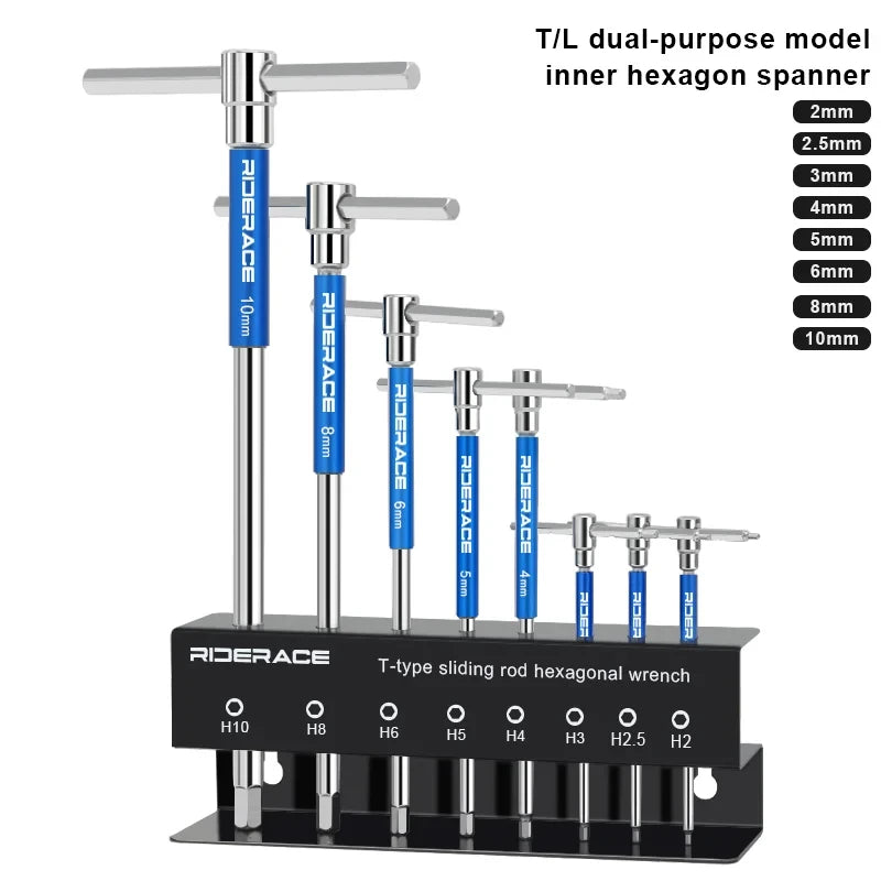 T-Handle Bicycle Hex Key Wrench Set 2-10mm CRV Steel Allen Key Bike Repair Tool for MTB Road Bike Maintenance Kit