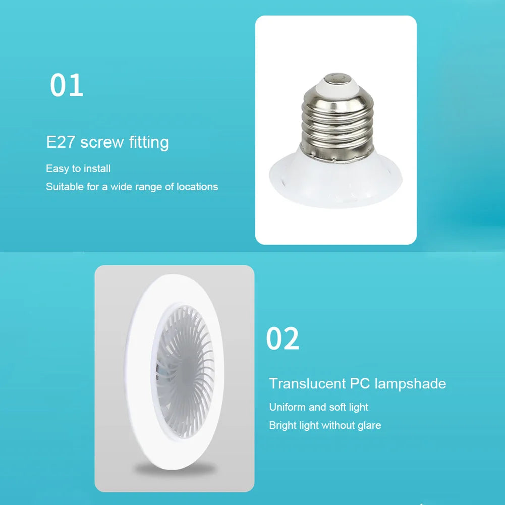 Smart Ceiling Fan 30W  Fans With Lights Remote Control Bedroom Decor Ventilator Lamp Air Invisible Blades Silent for Living Room