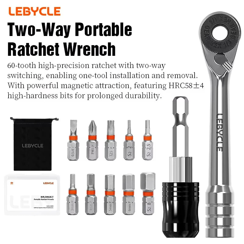 Two-Way Portable Ratchet Wrench set Portable 60 Tooth Ratchet Wrench Torque Screwdriver High Quality Bike Repair Tools