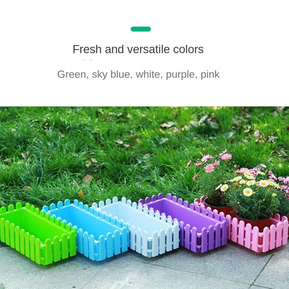 Fence Garden Fence Rectangular Plastic Strip Vegetable and Flower Slot Extra Large Thickened Resin Hydrophilic Fence Basin