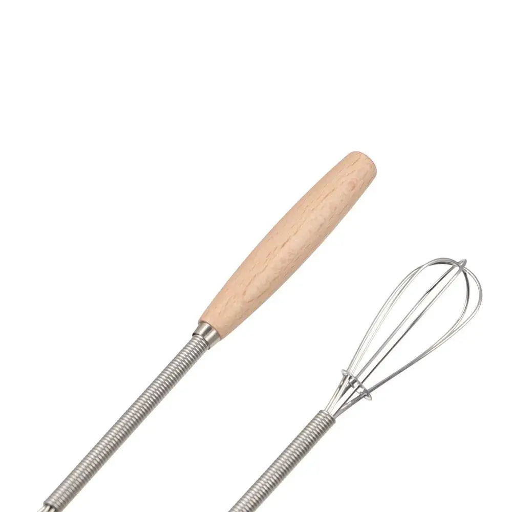 Kitchen Tools Multifunction Stainless Steel Egg Beater Useful Portable Mini Egg Whisk Wooden Handle Manual Egg Beater Baking