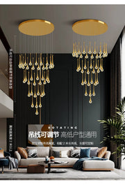 Villa Living Room Hanging Lamp Designer Loft Apartment Hotel Lobby Duplex Chandelier Modern Creative Golden Crystal Chandelier