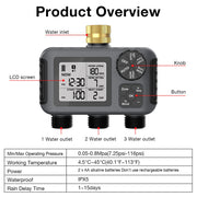 Garden Water Timer Irrigation System 3-Outlet Digital Garden Sprinkler Programmer Rain Delay Automatic Watering for Garden Lawn