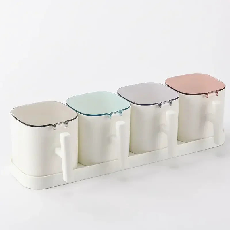 Kitchen Seasoning Boxes Set Gadget Organizer Condiment Container Pepper Sugar Bowl Salt Spice Shaker Storage Jar