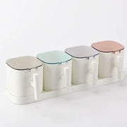 Kitchen Seasoning Boxes Set Gadget Organizer Condiment Container Pepper Sugar Bowl Salt Spice Shaker Storage Jar