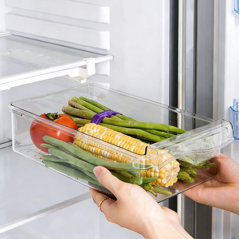 Hanging Fridge Storage Clear Refrigerator Shelves Organizer Eggs Fruits Vegetable Food Container Space Saving Kitchen Drawer Box