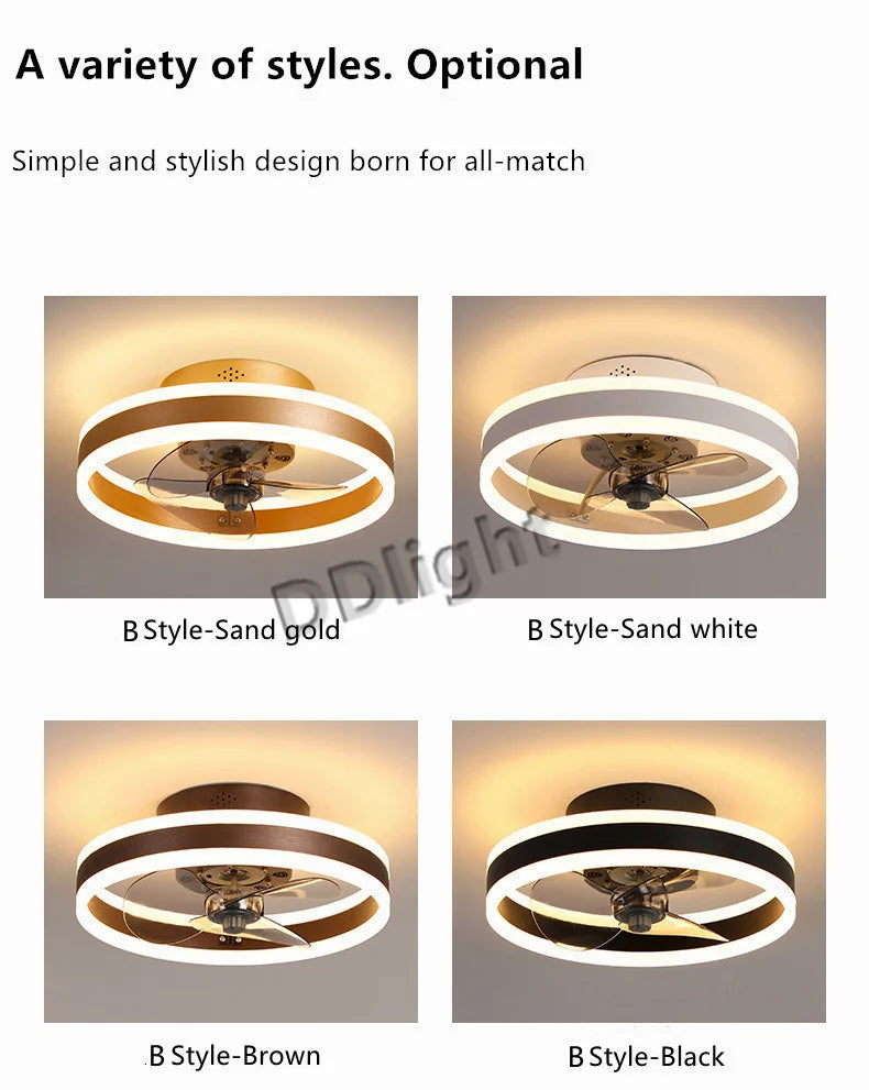 Modern New Smart LED Ceiling Fan Lights Remote Control Dimmable Bedroom Decor Ventilador Lamp Living Dining Room Indoor Lighting