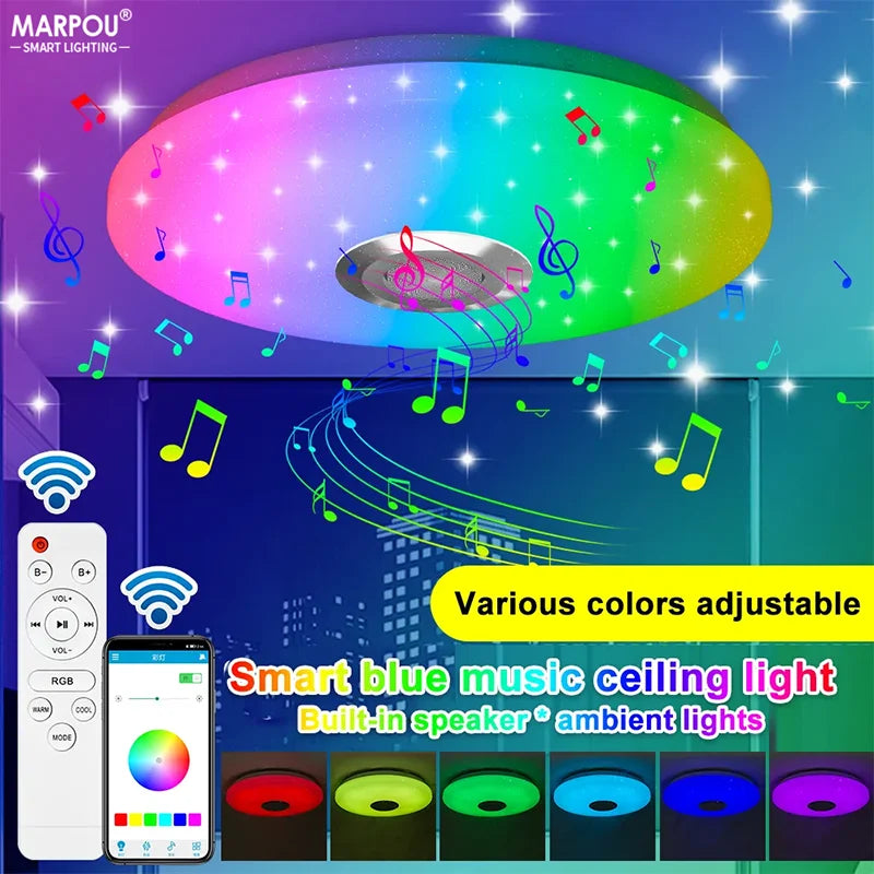 RGB Smart Ceiling Light LED Interior Home Decorative Light Luster Dimming Remote Control WIFI Living Room Ambient Light Party