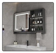 Smart Bathroom Storage Mirror Cabinets with Towel Rod Wall Standing Closet Light Mirror Cabinets Organizador Bathroom Furniture