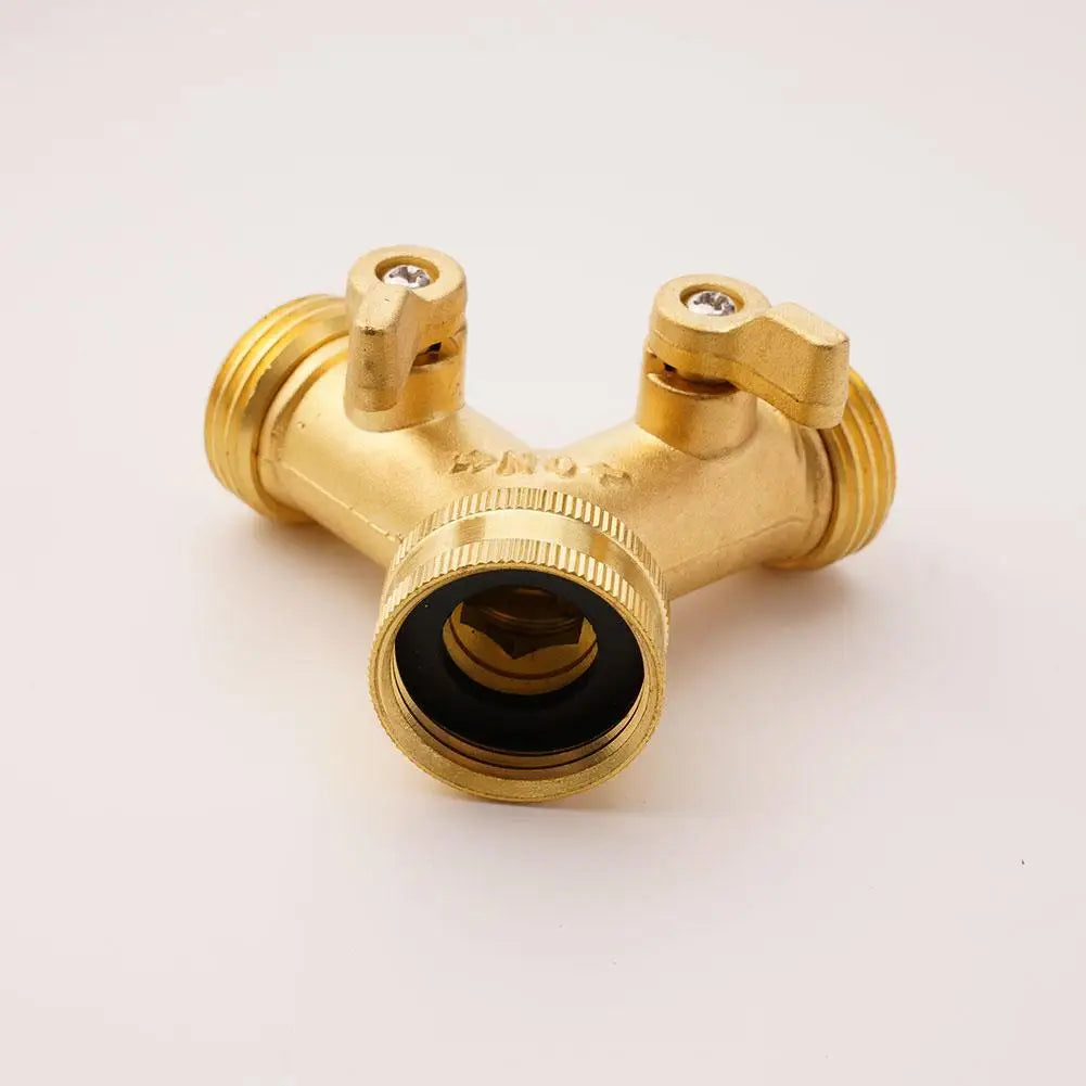 Garden Tools Copper Connector Copper 3/4 Garden Hose Water Y-tee Faucet Splitter Adjustable Control Splitter Flow Connector