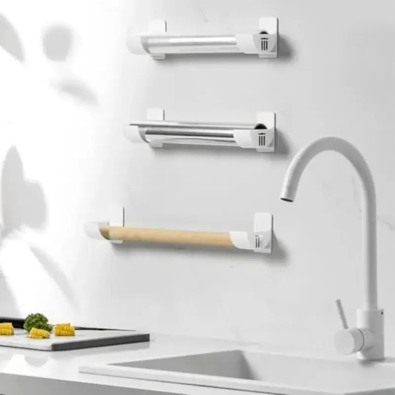 Set of 2 Cabinet Door Organizers, Space-Saving Trash Bag And Cling Film Holder | Under-Cabinet Installation for a Tidy Kitchen