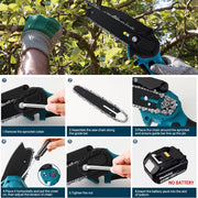 1700RPM 6 Inch Mini Cordless Li-ion Chainsaw One Hand Portable Electric Tree Wood Cutter Pruning Garden Power Tool for Makita