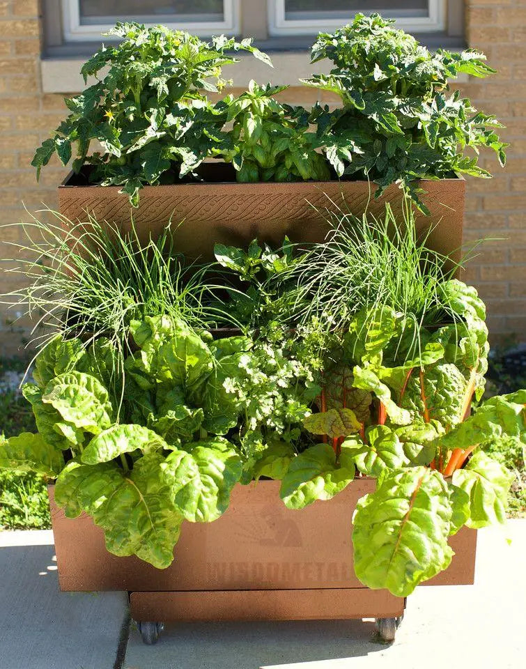 Garden Planter Flower Box Garden Bed Raised 3-tier Mobile Garden Balcony Planter Trolley With 4 Wheels Easy Movable and Fixed