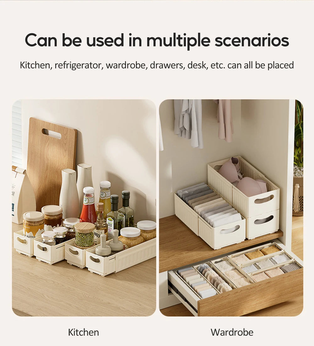 Kitchen Storage Box Retractable Multifunctional Storage Basket Cabinet Desktop Snack Spice Storage Box Fridge Kitchen Organizer