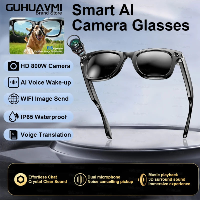 2025 New 800W Pixel HD Camera 32GB Smart Glasses Women Take photo shoot Video AI Translation Recording Waterproof AI Glasses Men