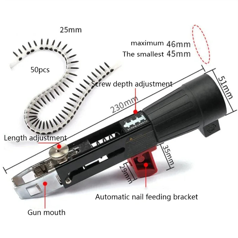 Electric Drywall Screwdriver Gun Wodworking Tools Cordless Power Drill Adjustable Screw Length and Depth Easy to Use Carpentry