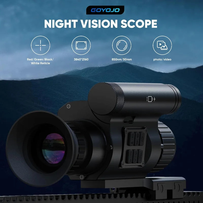 Night Vision Scope 50mm Focal Lens Vision Goggles  for Night Hunting Camping 850nm Day/Night Vision Monocular with Camera&Video