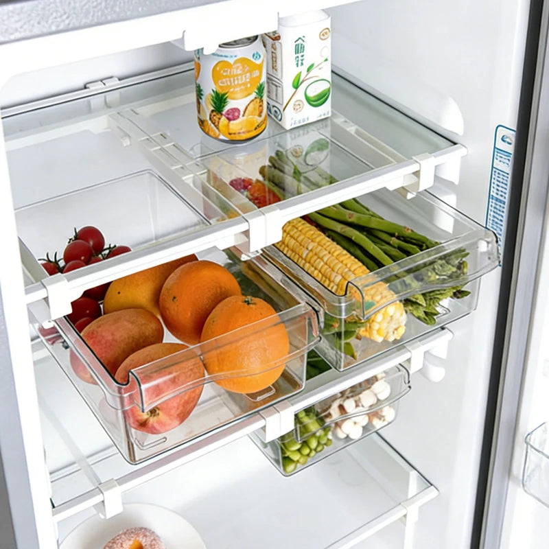Hanging Fridge Storage Clear Refrigerator Shelves Organizer Eggs Fruits Vegetable Food Container Space Saving Kitchen Drawer Box