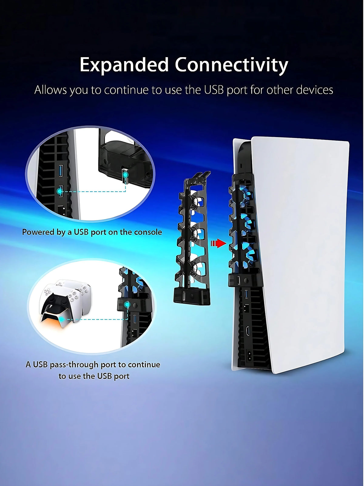 For PS5 Accessories Cooling Fan with LED Light for PS5 Both Disc and Digital Editions Gaming Accessorie Cooling System