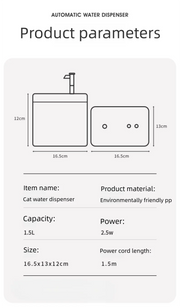 Cat Water Bowl Automatic Pet Fountain Cat Water Fountain Pet Water Dispenser Automatic Drinking Dispenser for Small Medium Pets