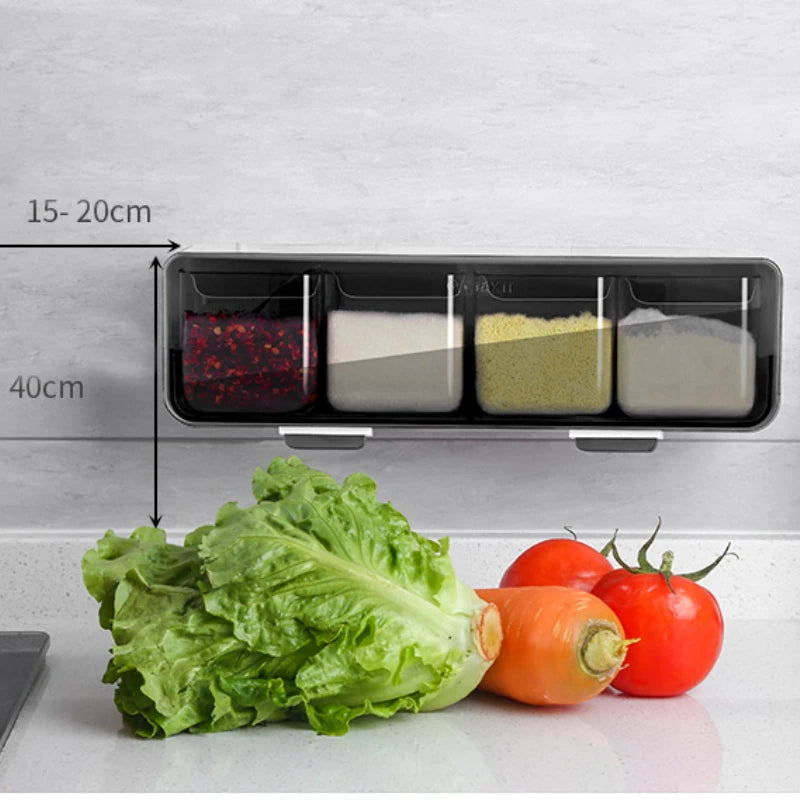 Kitchen Wall-mounted Seasoning Box Salt Pepper Spice Rack Jar Sugar Bowl for Kitchen Gadget Device Sets Spice Box Organizer Tool
