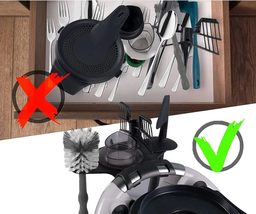 Kitchen Cooking Tool Storage Rack Space-saving Up to 5 Accessories Kitchen Food Processor Accessories Holder for TM5 TM6 (Black)