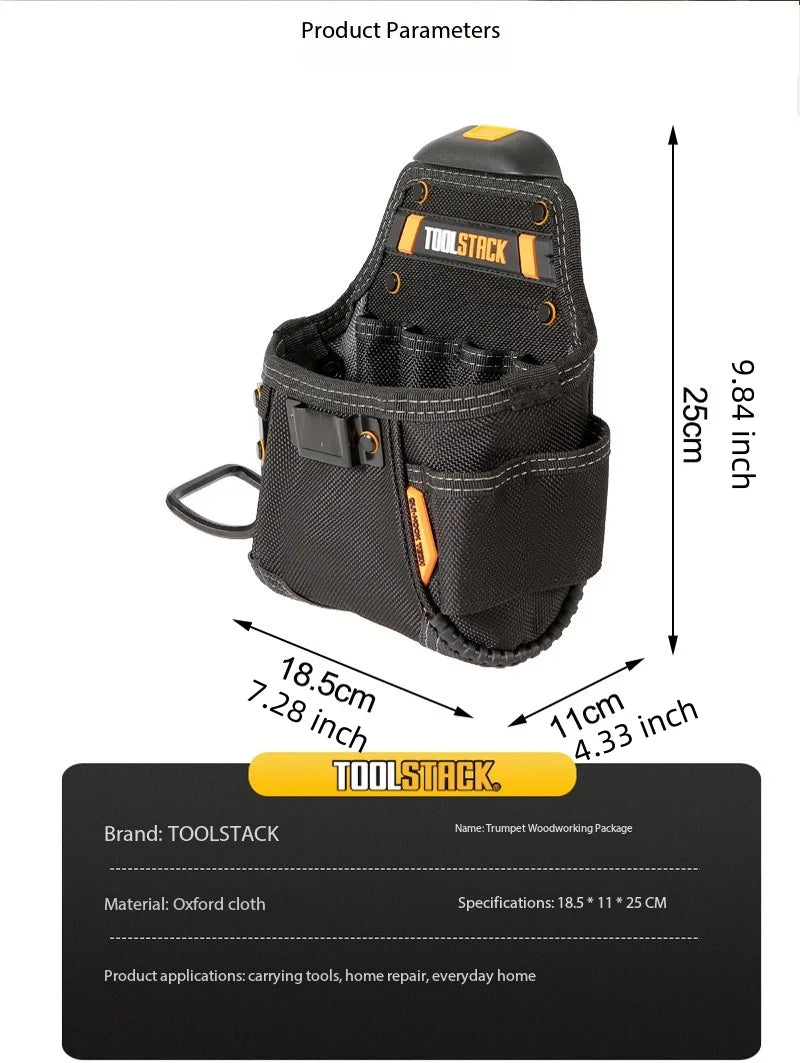 TOOLSTACK Mini Utility Toolkit Quality Hardwear Carpenter Work Tools Bag Quick-Hook Service Kit Hammer & Screwdriver Waist Pouch