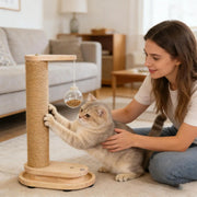 Cat Scratching Post with Treat Dispenser Sisal Rope Scratcher Toy Furniture Protector for Indoor Cats Kittens Climbing Activity