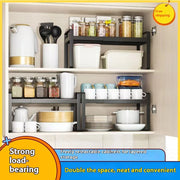 Kitchen Storage Layered Shelf Microwave Rack Standing Countertop Retractable Condiment Oven Organizer Kitchen Accessories