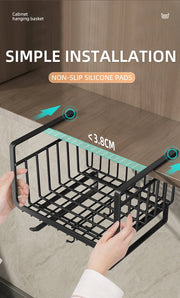 Kitchen Under Cabinet Basket Storage Shelf Tissue Cup Holder Closet Desk Hanging Rack Hollowed Pullout Drawer Sliding Basket
