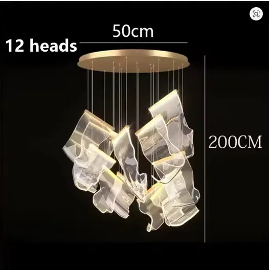 2025 New Smart LED Chandelier APP Control Modern Stair Light Living Room Luxury Ceiling Lamp Dimmable for Bedroom Decoration
