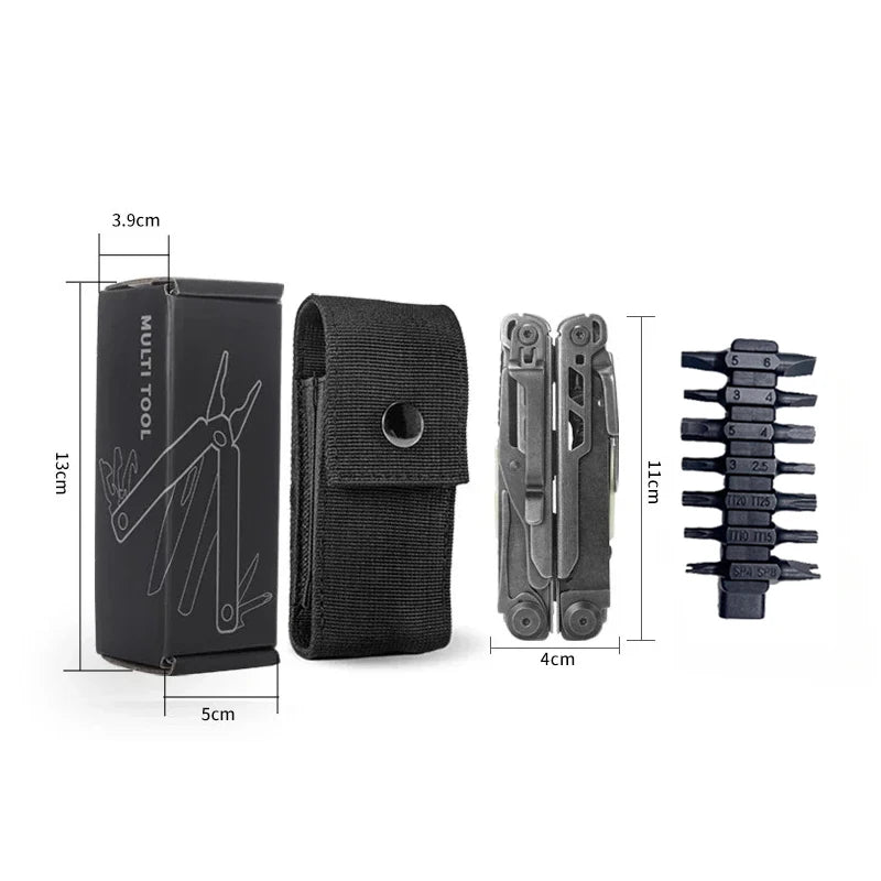 2025 New BHBT 19 in 1 Multi Tool Pliers with Damascus Blade Hoxagon Wrench Folding EDC Outdoor Camping Tools Home Repair