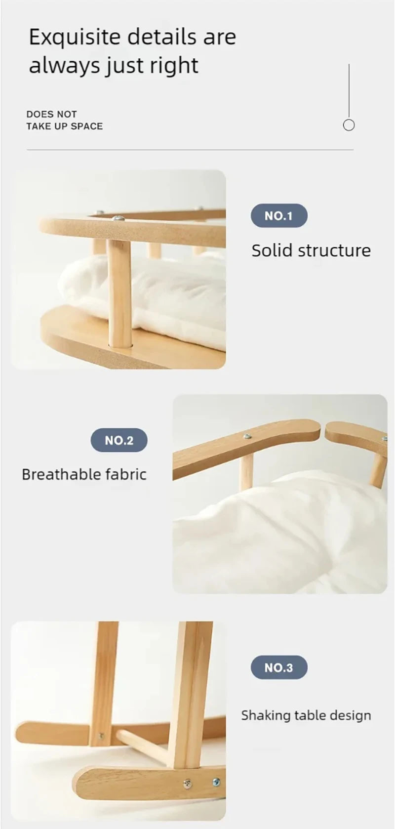 Cat bed, wooden pet hammock, suitable for all seasons, summer, cat swing, simple large rocking bed, cat supplies