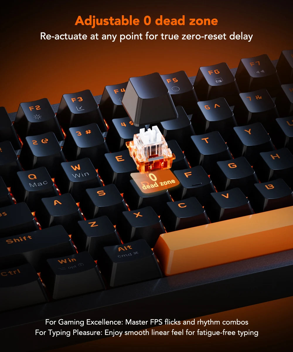 KYSONA KM82 HE Wired Gaming Keyboard Magnetic Switch 75% 82 Key 8000Hz Polling Rate PBT Ultra-Precision 0.005mm RGB For Gamer