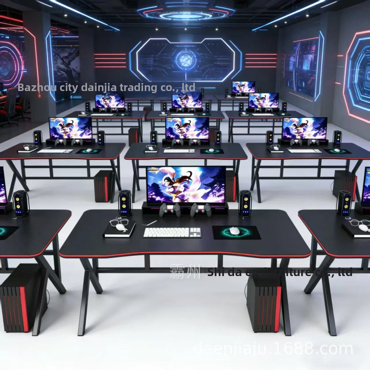 Gaming Desk for PC Desktop Computer Workstation Modern Office Desk Home Study Table Ergonomic Computer Desk for Students and